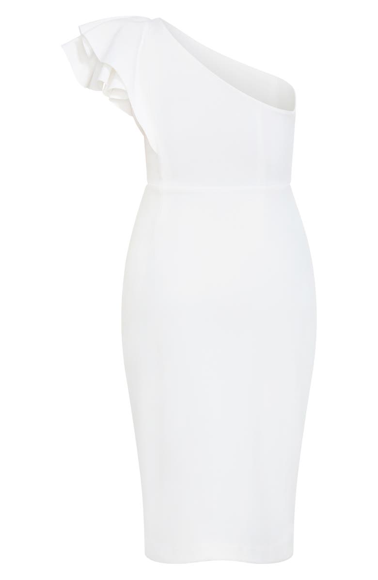 City Chic Milani One-Shoulder Cocktail Dress, Alternate, color, Ivory