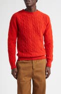 Drake's Brushed Shetland Lambswool Cable Stitch Crewneck Sweater
