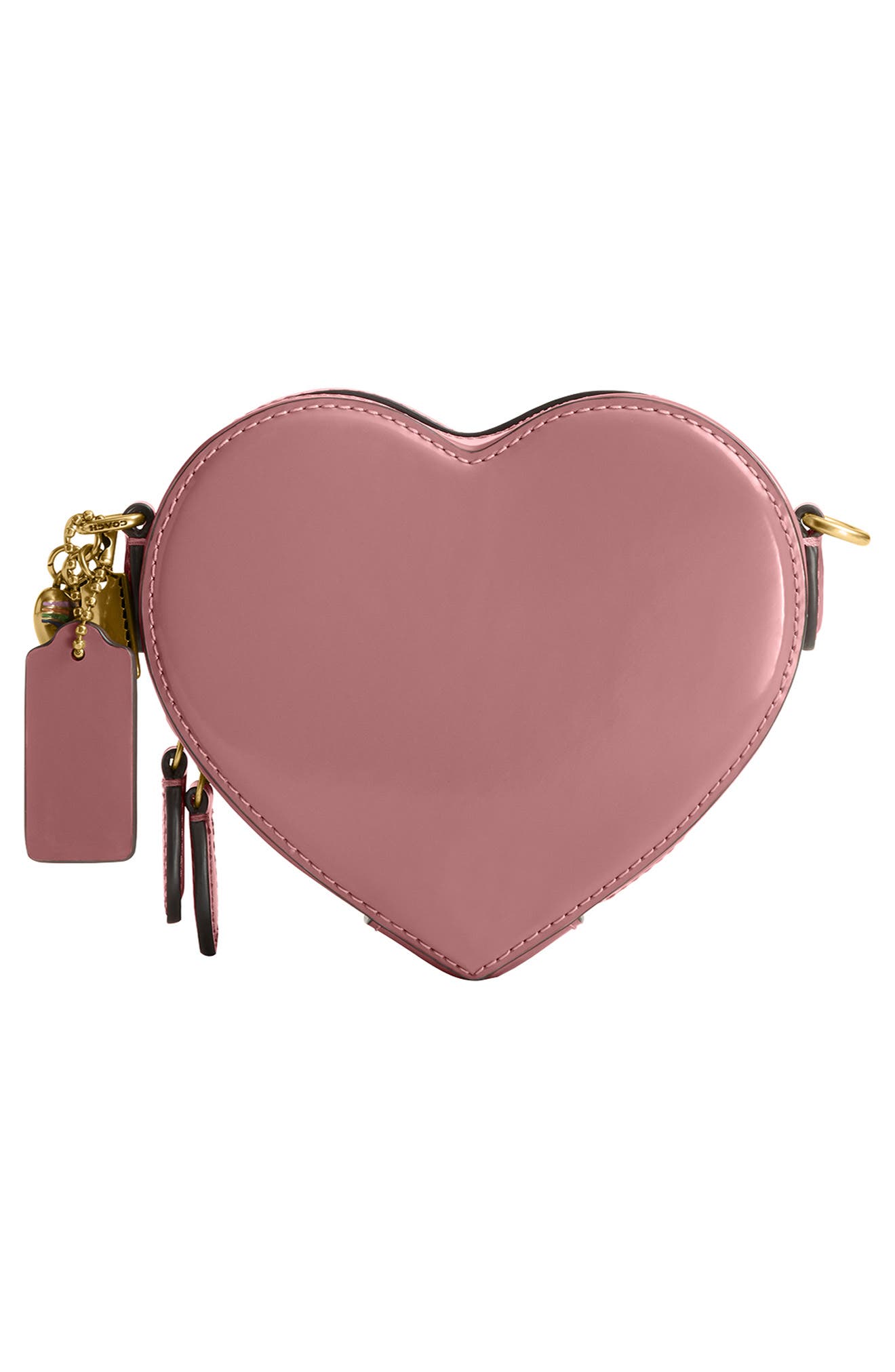 COACH Spazzolato Leather Heart Crossbody Bag, Alternate, color, B4/ Peony