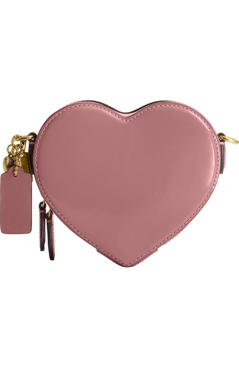 COACH Spazzolato Leather Heart Crossbody Bag, Alternate, color, B4/ Peony