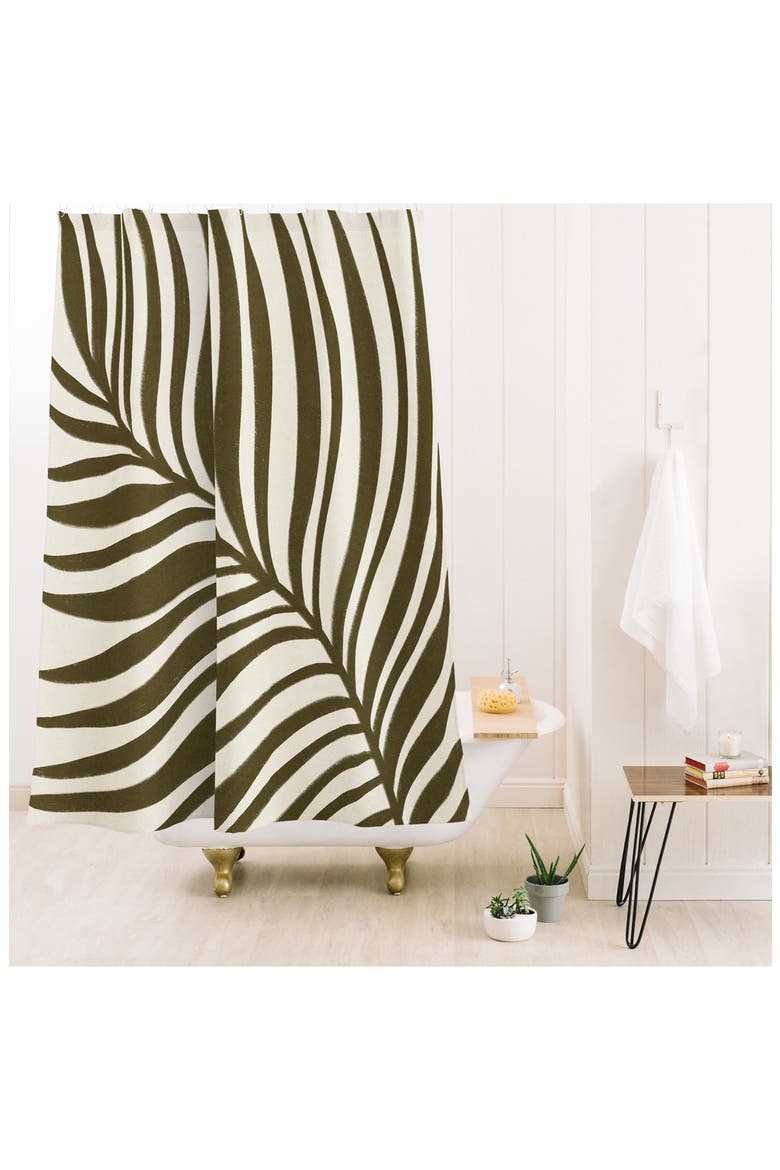 Leaf Print Shower Curtain, Alternate, color, BEIGE
