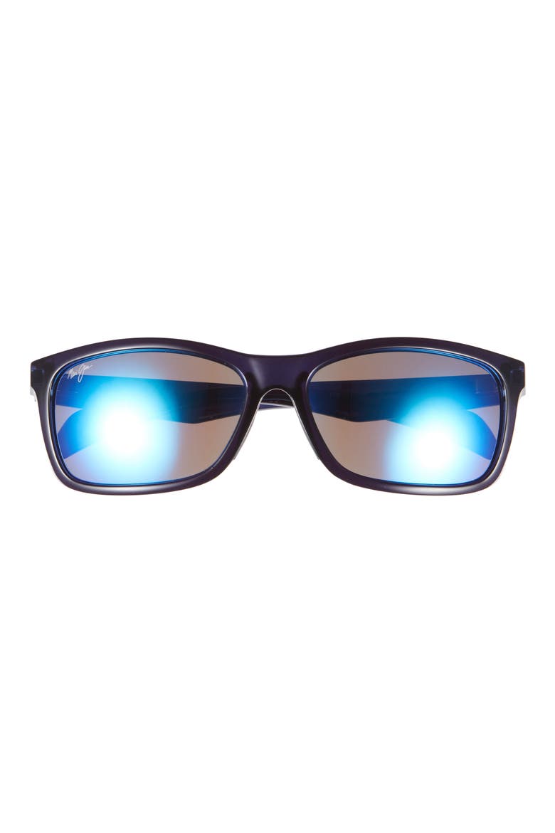 59mm Blue Hawaii Polarized Square Sunglasses, Main, color, BLUE