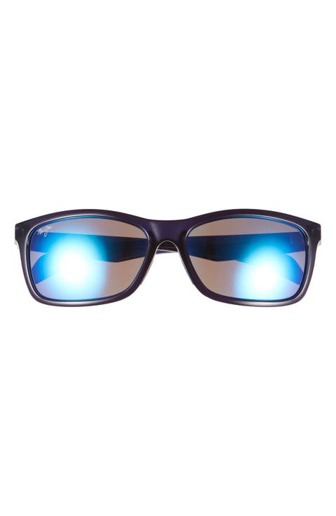 59mm Blue Hawaii Polarized Square Sunglasses