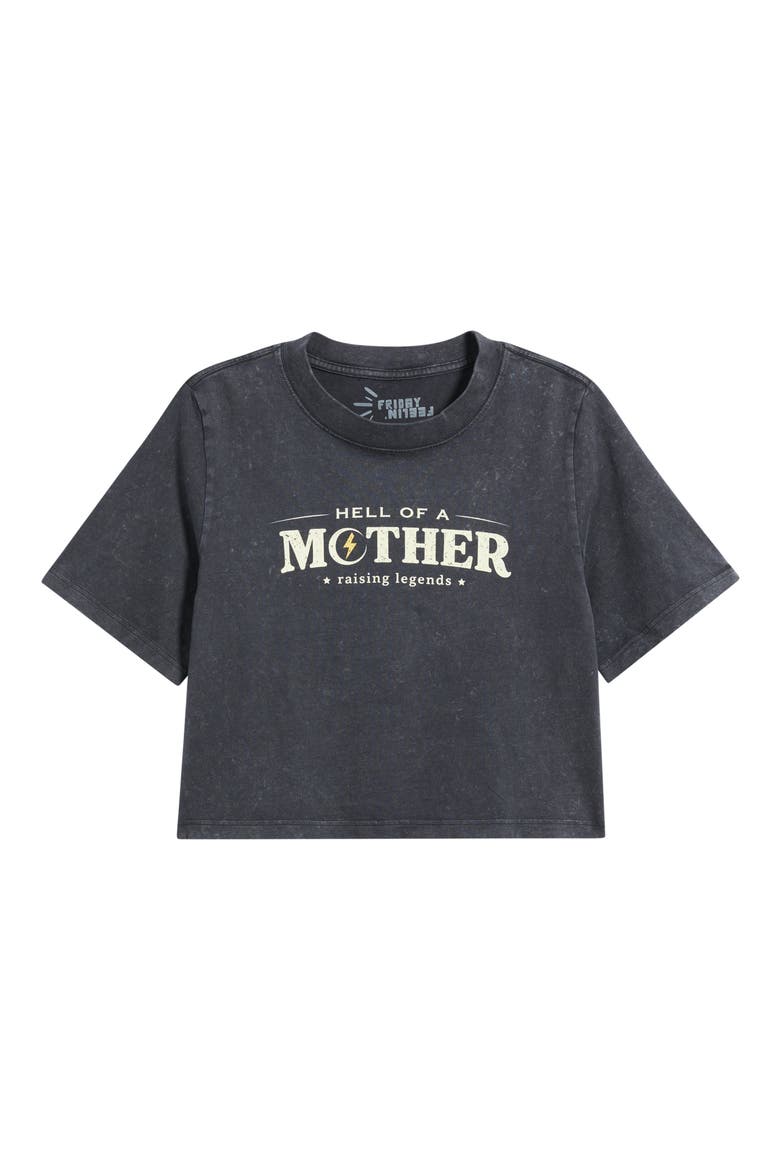 Hell of a Mother Crop Graphic Tee, Alternate, color, BLACK STONE