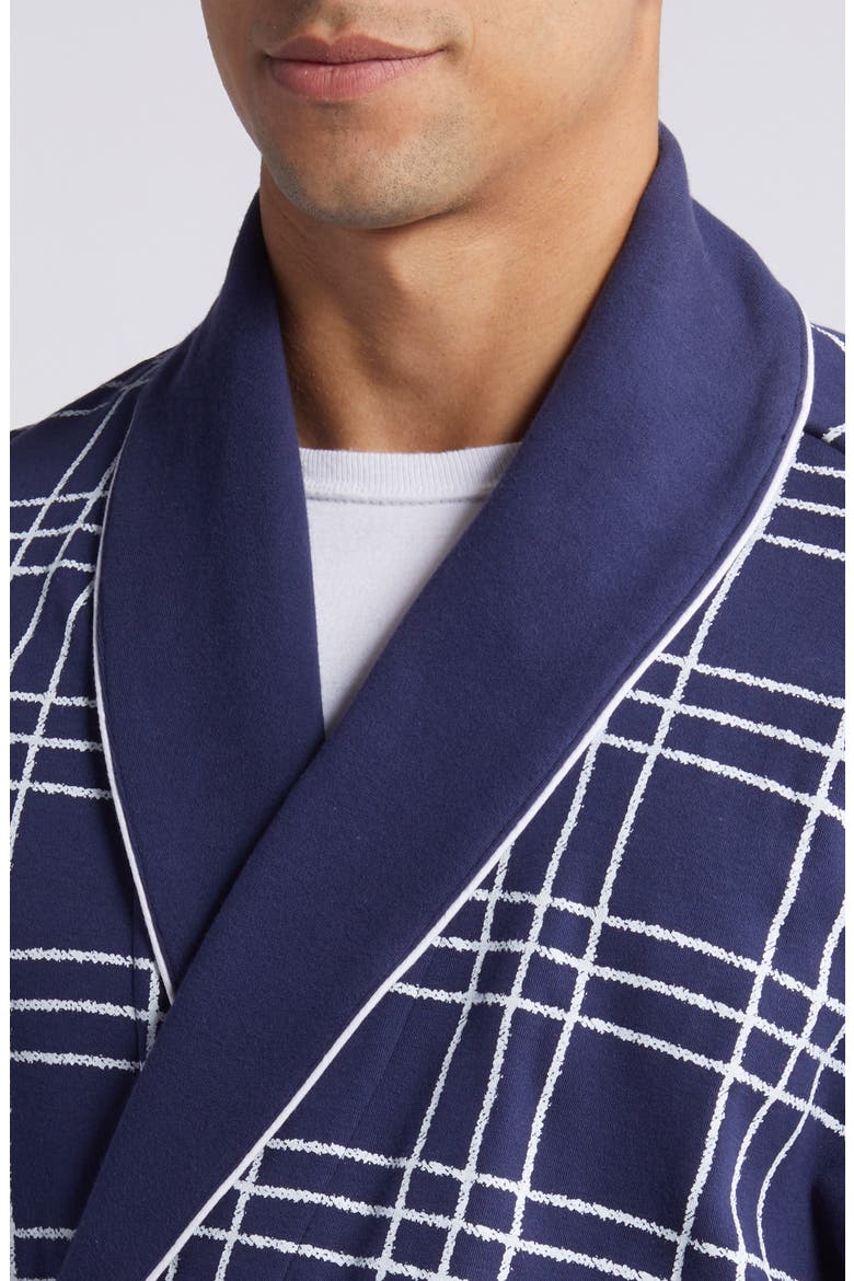 Summeritme Blues Windowpane Check Cotton Knit Robe, Alternate, color, NAVY WINDOWPANE