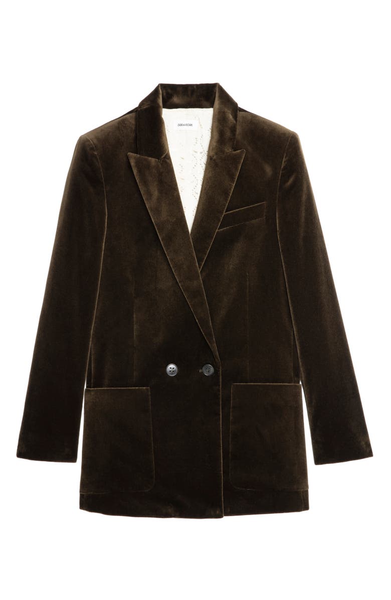 Zadig & Voltaire Visko Double Breasted Velvet Blazer, Alternate, color, 