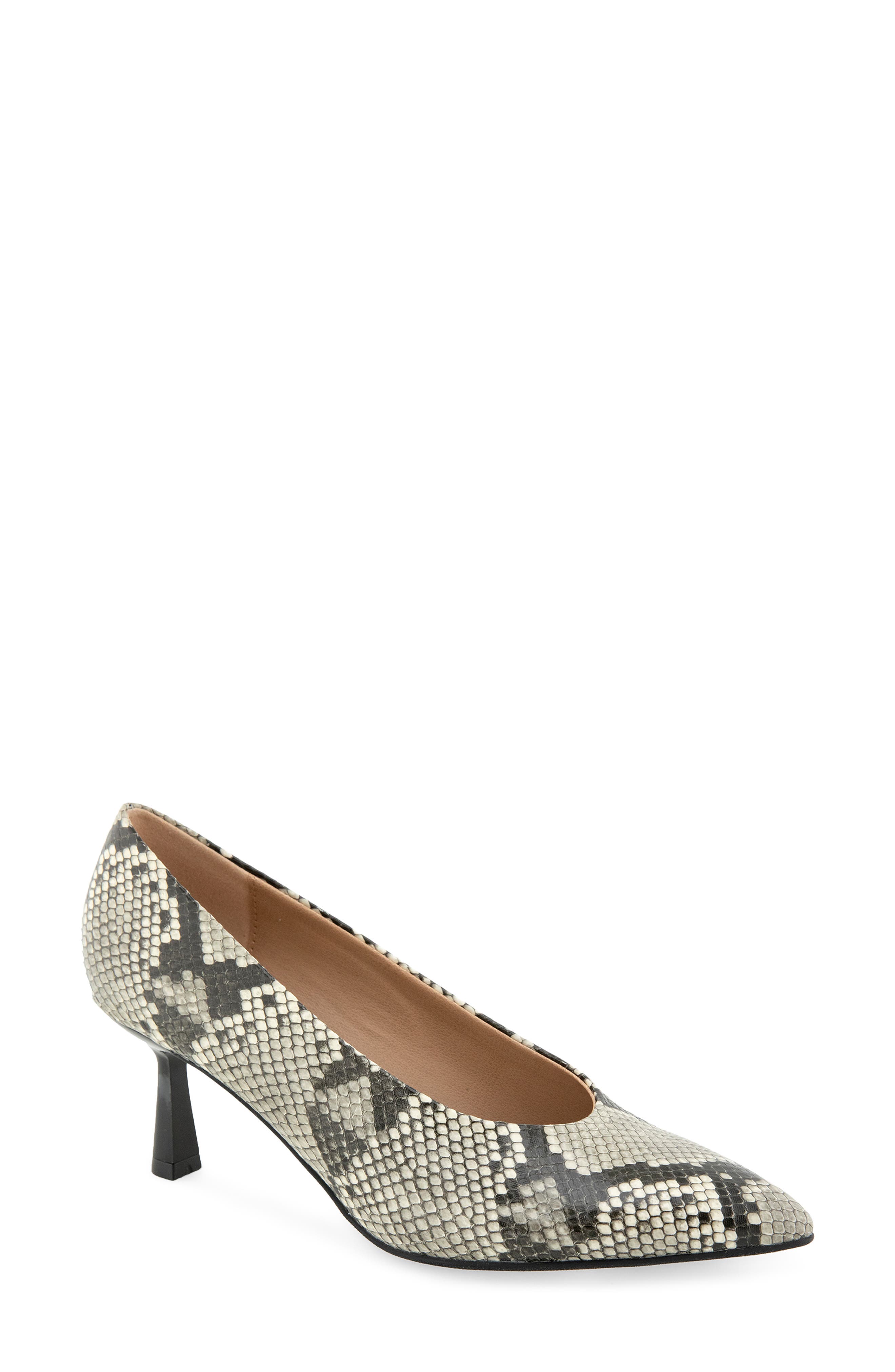 Twila Faux Snakeskin Pointed Toe Pump, Main, color, BLACK/ GREY SNAKE
