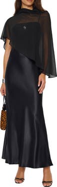 Reformation Lilibeth Silk Charmeuse Slipdress & Chiffon Cape Set
