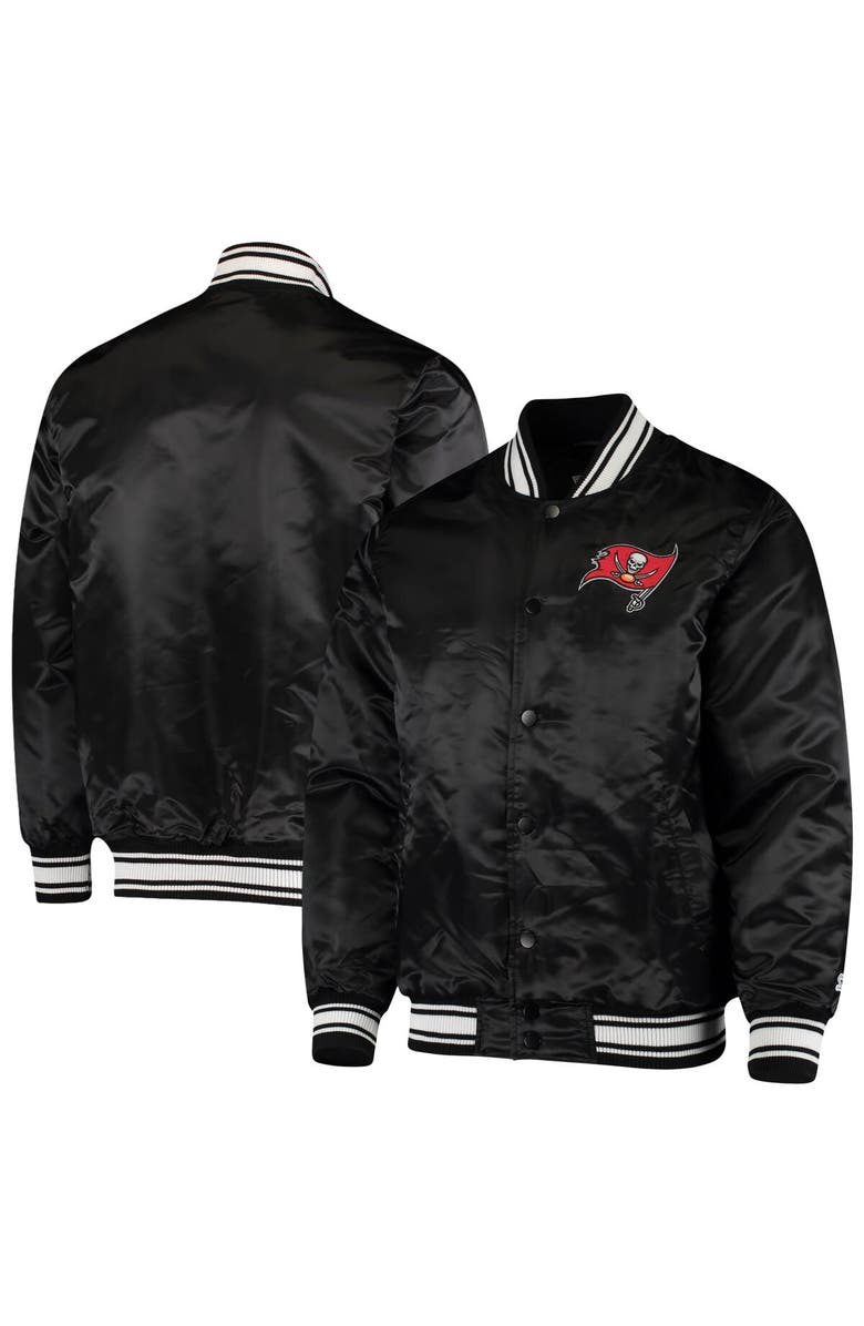 STARTER Men's Starter Black Tampa Bay Buccaneers Locker Room Satin Varsity Full-Snap Jacket, Main, color, Black