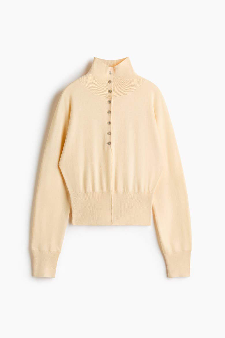 Fine-Knit Mock Turtleneck Sweater, Alternate, color, Light yellow