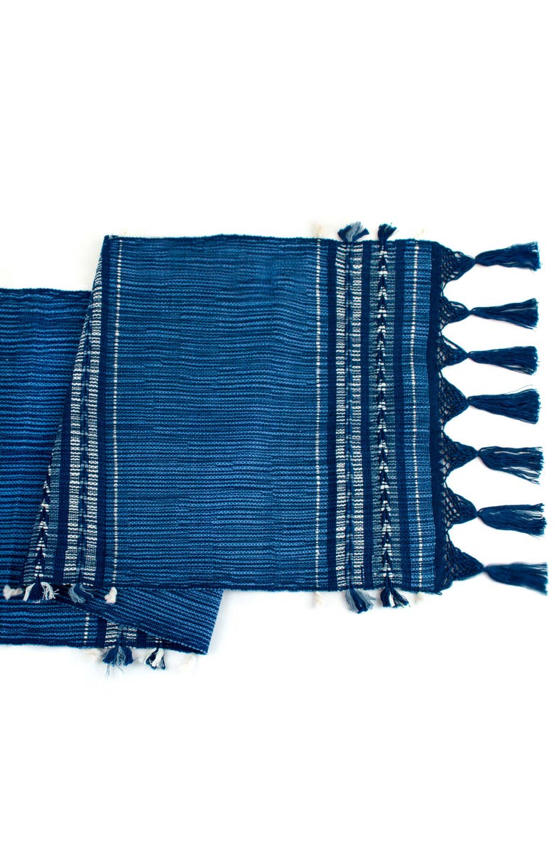 Mayan Hands Handwoven Table Runner, Main, color, Blue