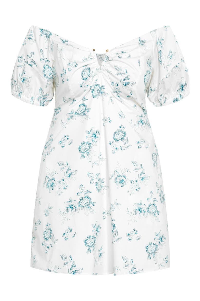 Martine Floral Off the Shoulder Stretch Cotton Minidress, Alternate, color, ETCHED BUD