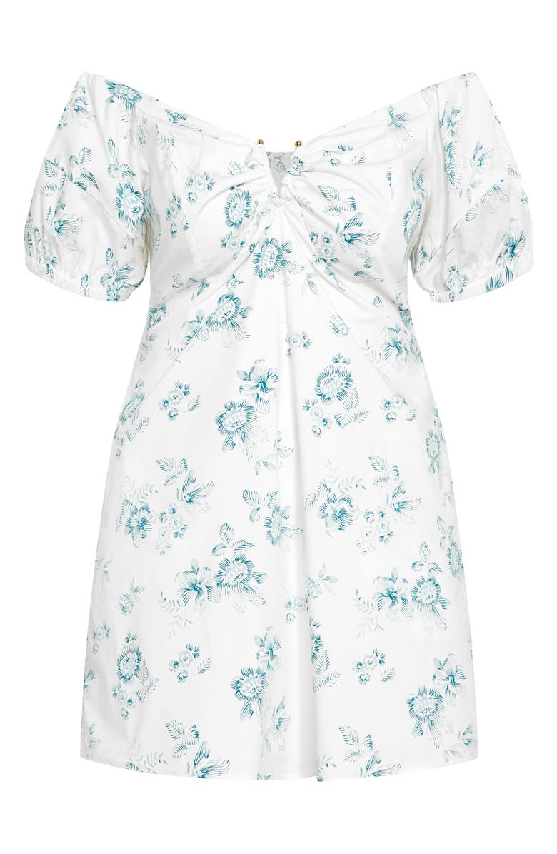 City Chic Martine Floral Off the Shoulder Stretch Cotton Minidress, Alternate, color, Etched Bud