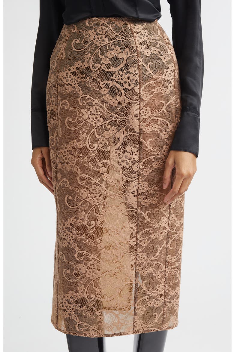 Icasso Sheer Lace Midi Skirt, Alternate, color, BRONZE BROWN