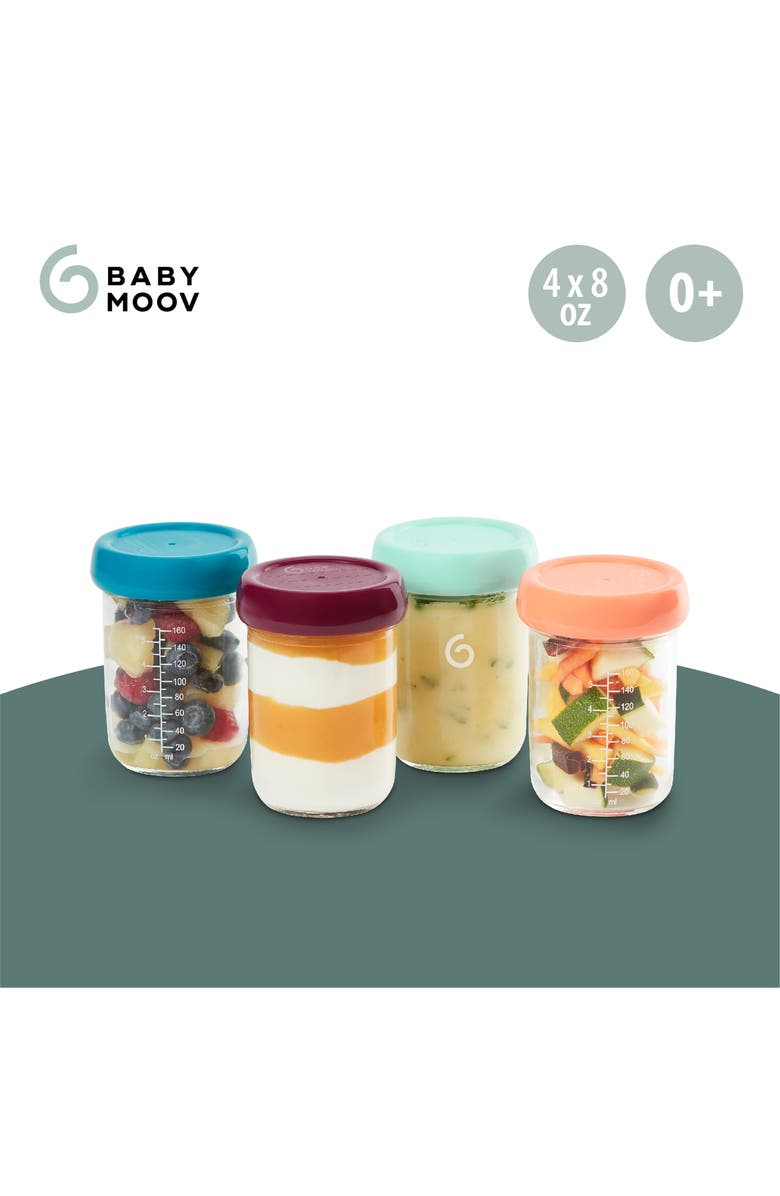 Babymoov Babybols 4 8-Ounce Glass Jar Baby Food Storage Container Set, Alternate, color, 