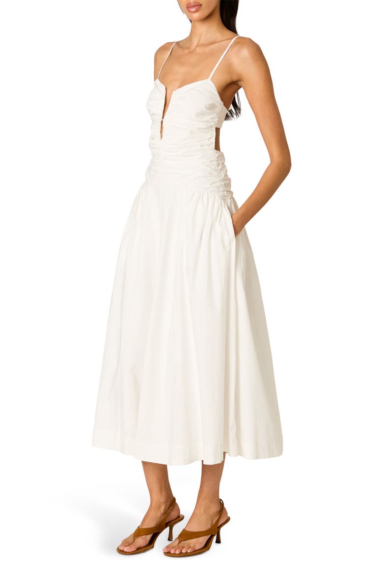 Sawtelle Sleeveless Cotton Midi Dress, Alternate, color, WHITE