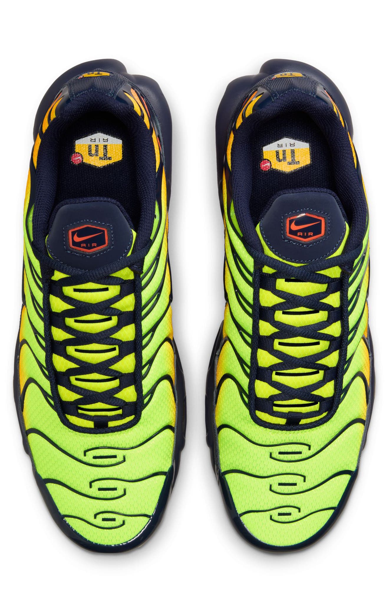 Air Max Plus Sneaker, Alternate, color, LEMON/ CRIMSON/ ORANGE/ BLUE