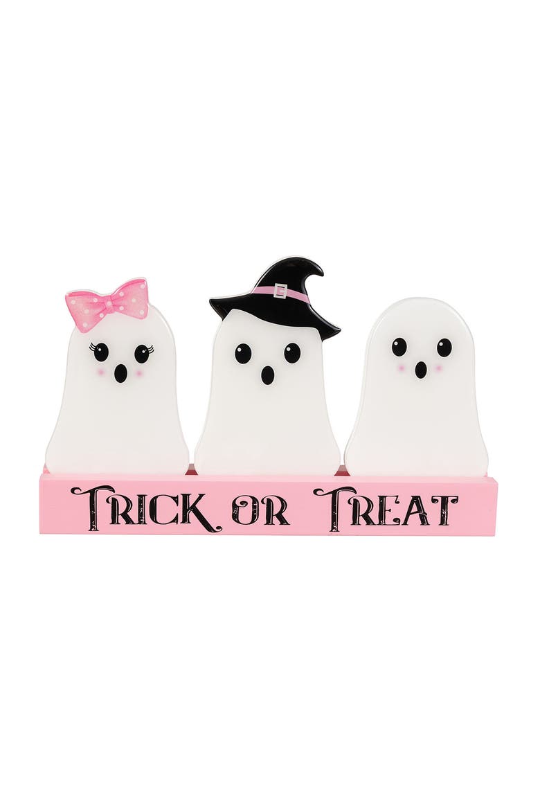 10"L Halloween Wooden Epoxy Ghosts Table Decor, Main, color, Pink