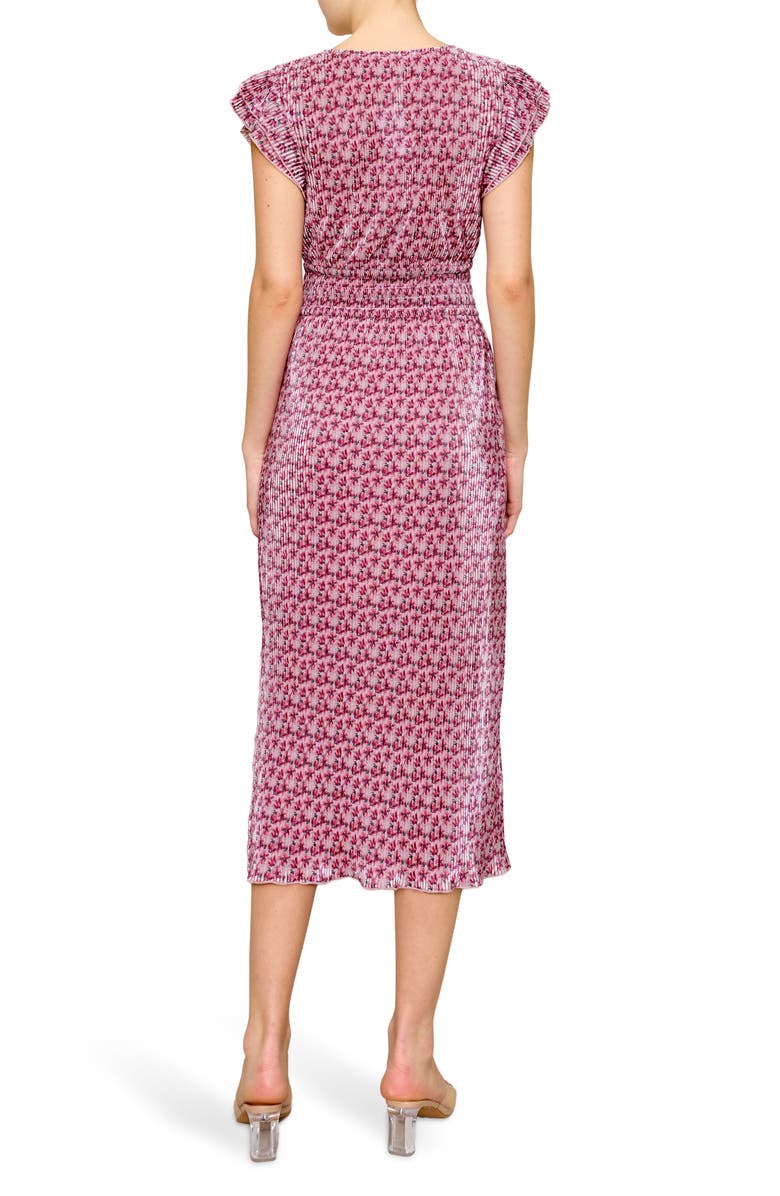 Cap Sleeve Plissé Midi Dress