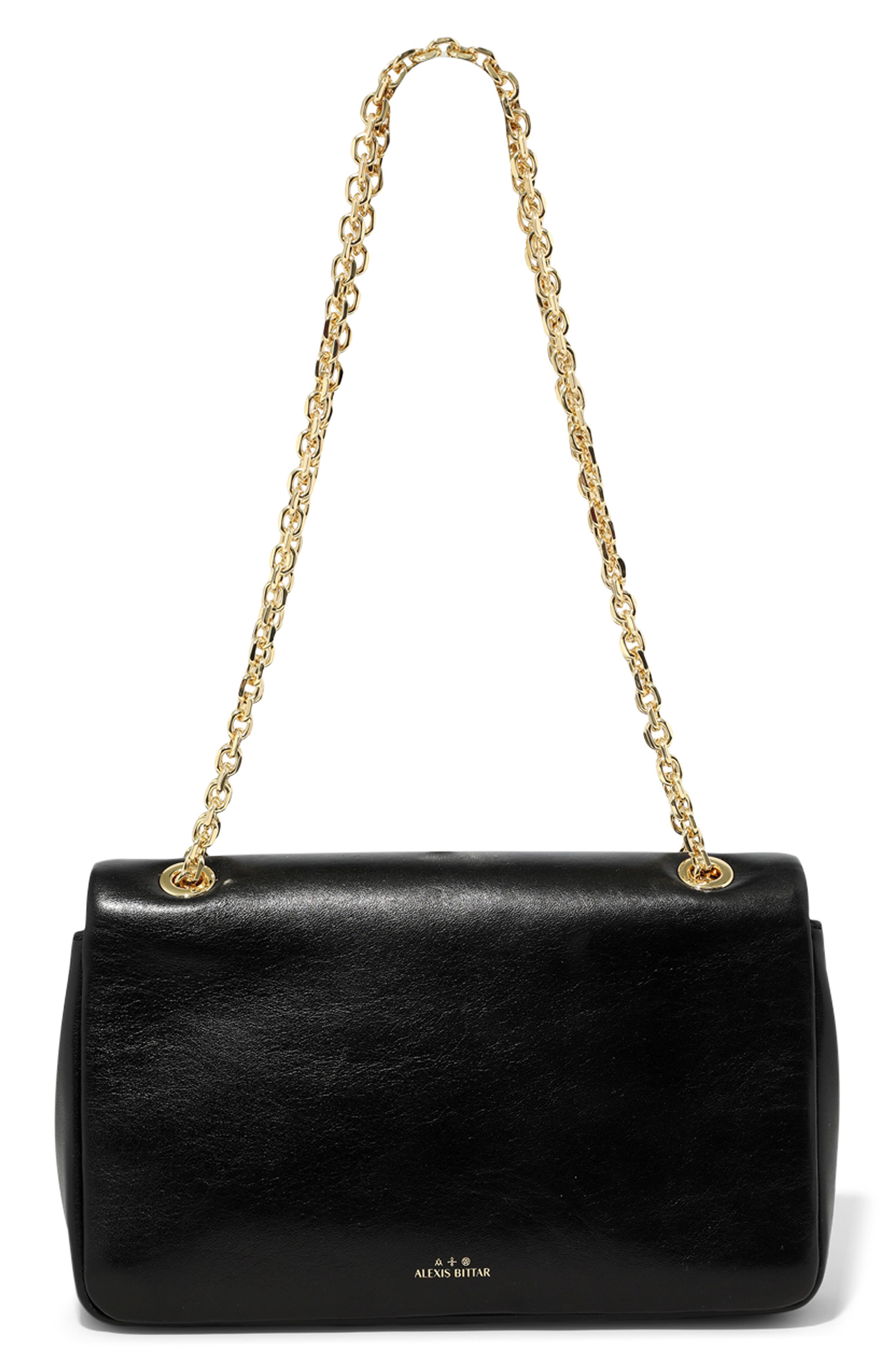Alexis Bittar The Angular Leather Shoulder Bag, Alternate, color, Black