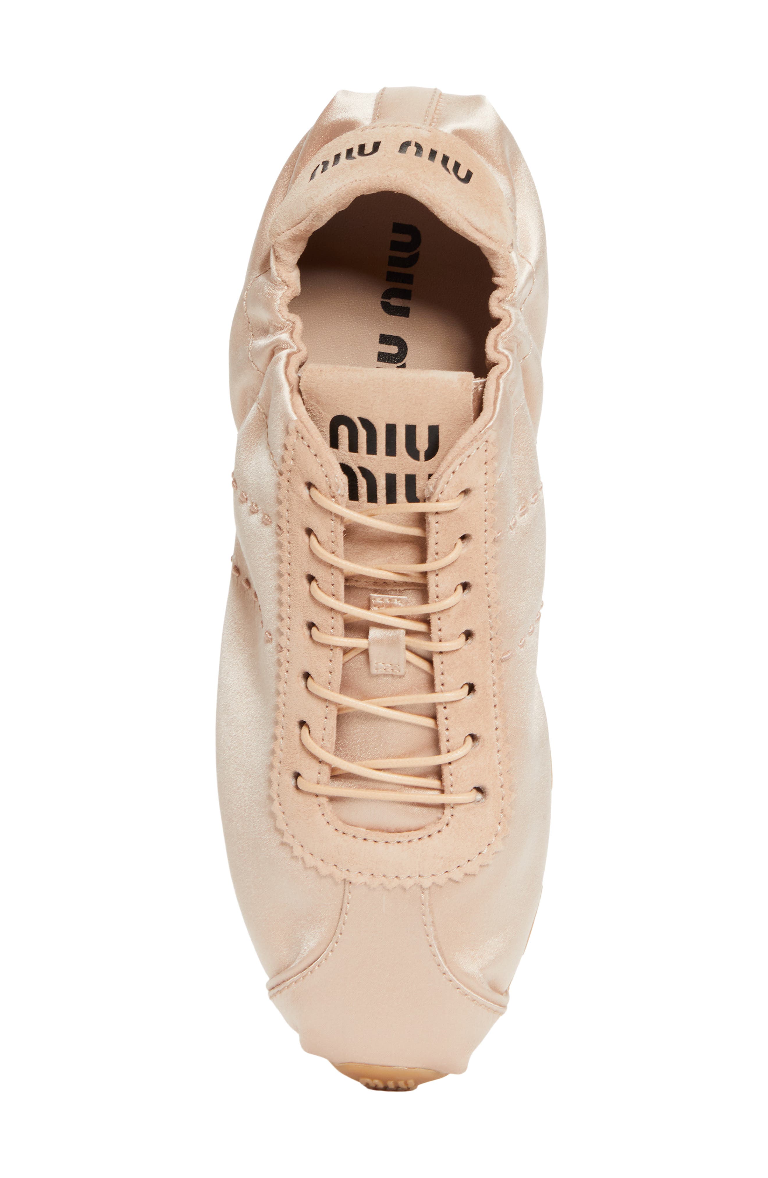 Miu Miu Plume Satin Low Top Sneaker, Alternate, color, Cipria