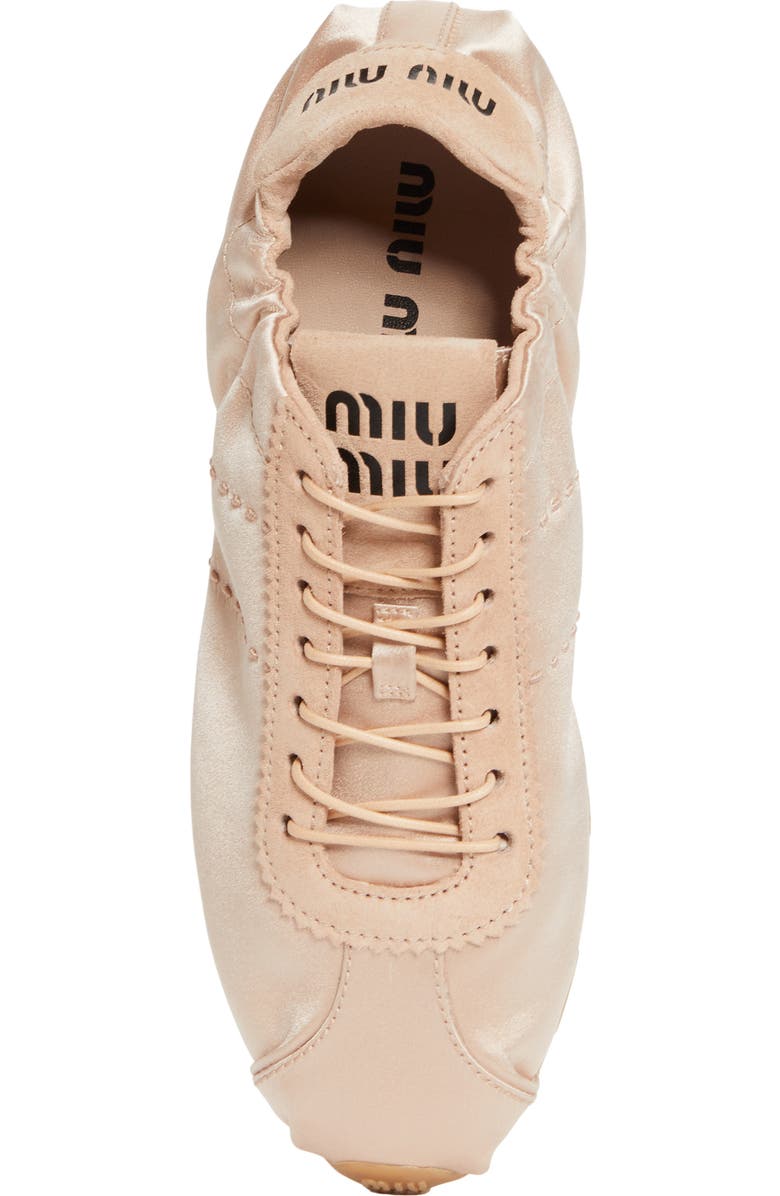 Miu Miu Plume Satin Low Top Sneaker, Alternate, color, Cipria