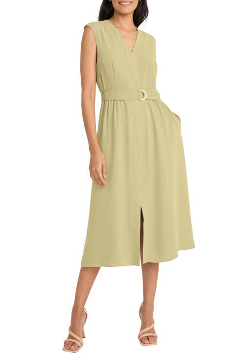 Sleeveless Belted Midi Dress