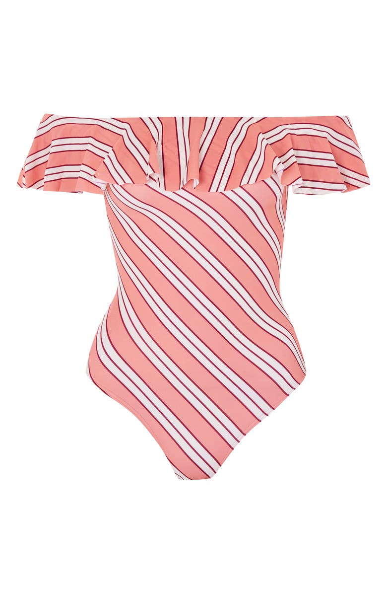 Topshop Ruffle Off the Shoulder One-Piece Swimsuit, Alternate, color, 