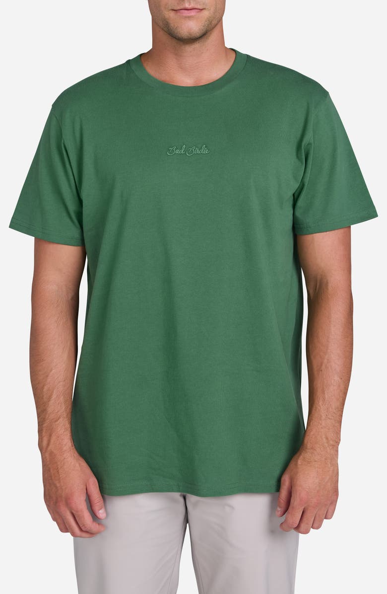 Bad Birdie Script Embroidered Logo T-Shirt, Main, color, Forest Green