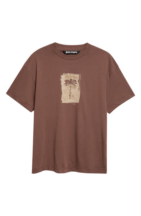 Brushed Palm Tree Cotton Graphic T-Shirt