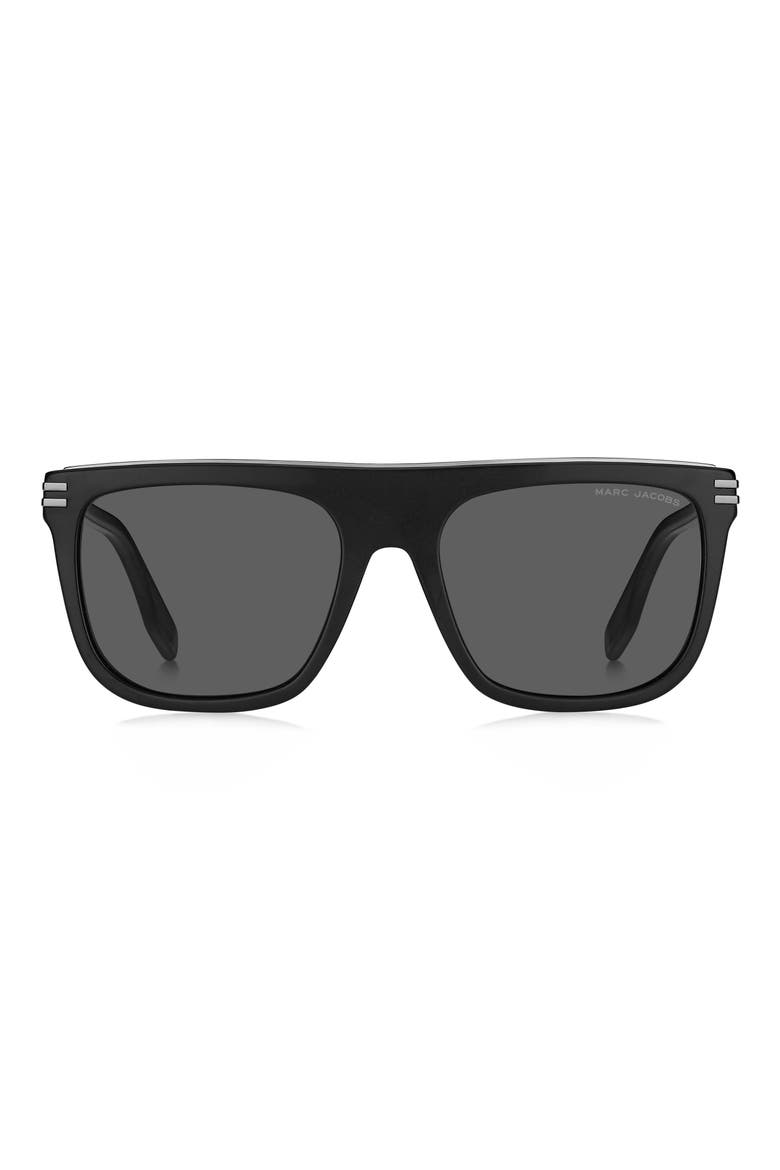 56mm Flat Top Sunglasses, Main, color, MATTE BLACK / GREY