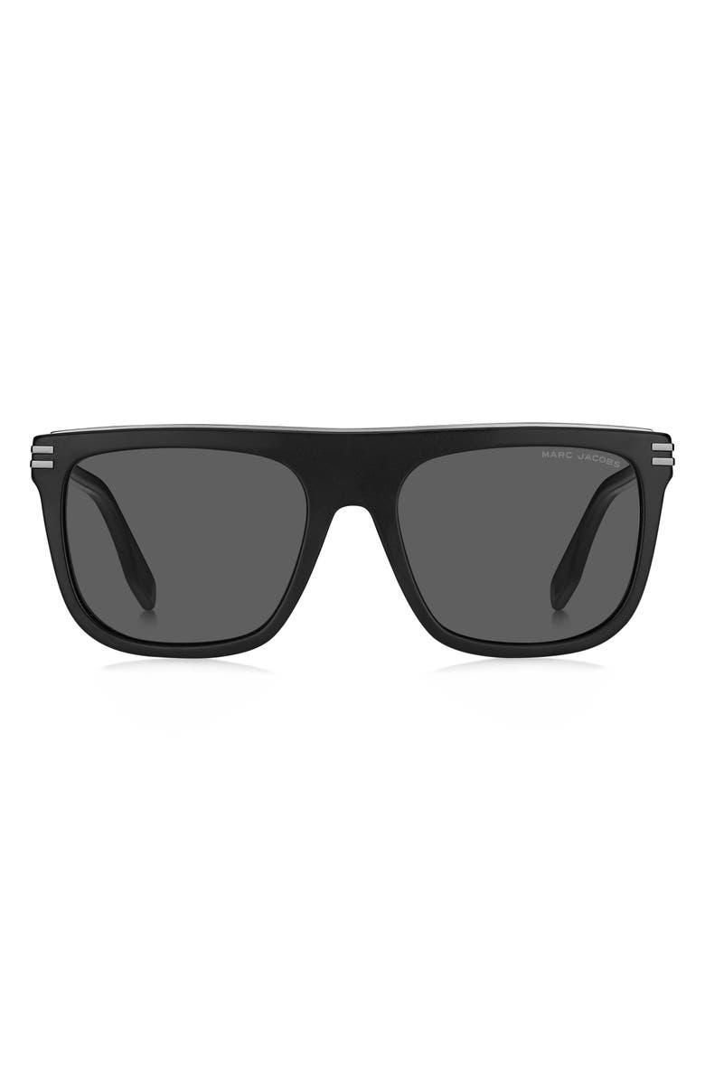 Marc Jacobs 56mm Flat Top Sunglasses, Main, color, Matte Black / Grey