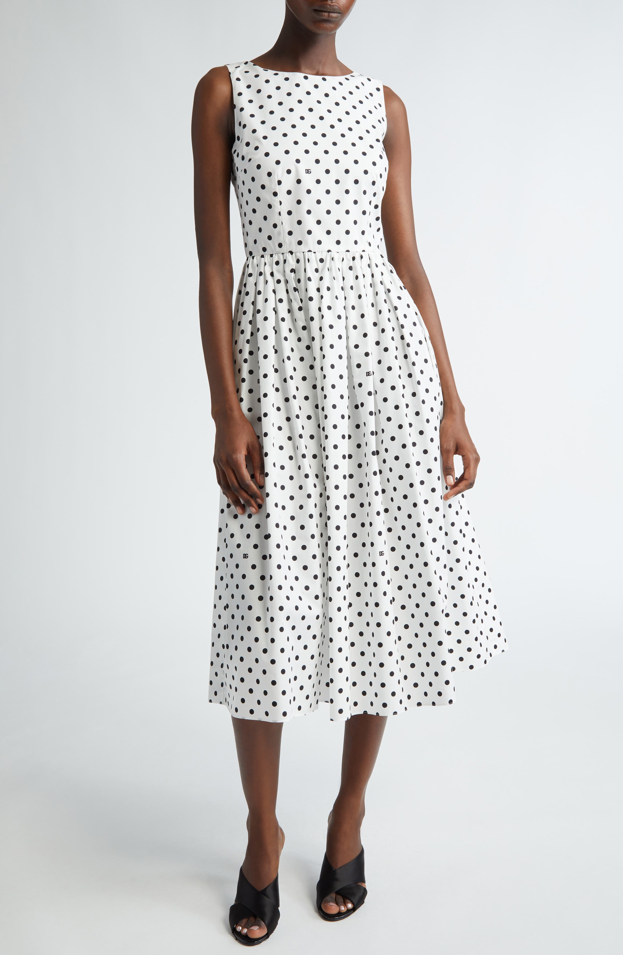 ladies black and white polka dot dress The Polkadot Midi Dress - White and Black, Medium | Hazel and Olive