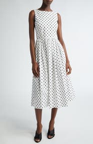 Dolce&Gabbana Polka Dot Sleeveless Cotton Midi Dress