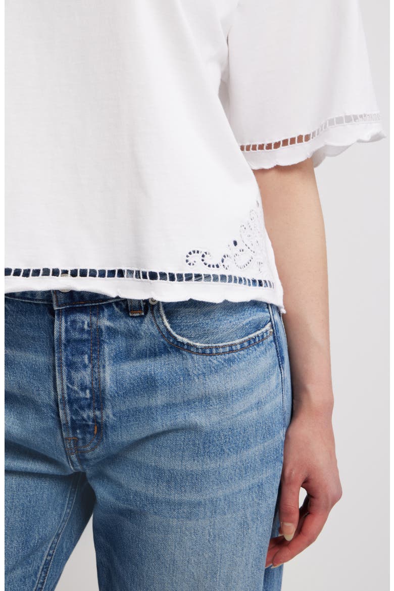 Allday Embroidered Boxy Crop T-Shirt, Alternate, color, WHITE