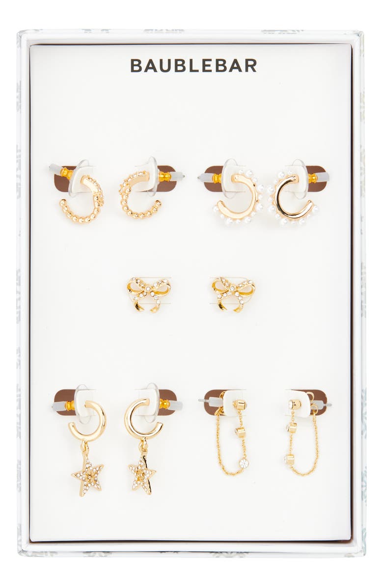 BaubleBar Star & Bow 5-Pack Earring Set, Main, color, Gold