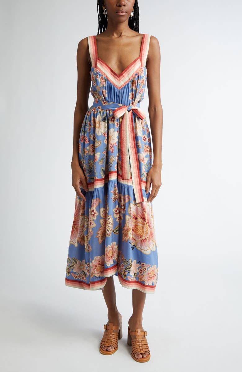 FARM Rio Super Bloom Tapestry Cotton Blend Dress, Main, color,