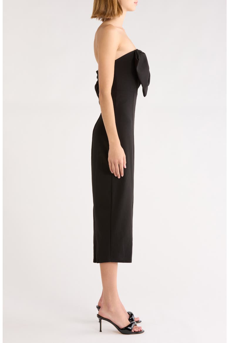 Vibiana Bow One-Shoulder Midi Dress, Alternate, color, BLACK