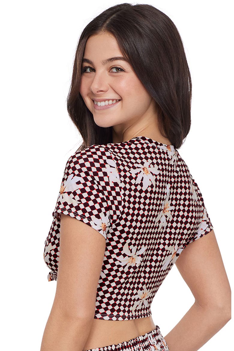 Coverup Tee Rashguard With Adjustable Front Tie, Alternate, color, Spring Bloom