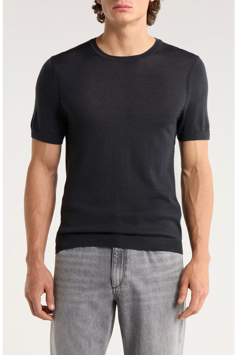 Aulton Short Sleeve Wool Blend Sweater, Main, color, CHARCOAL