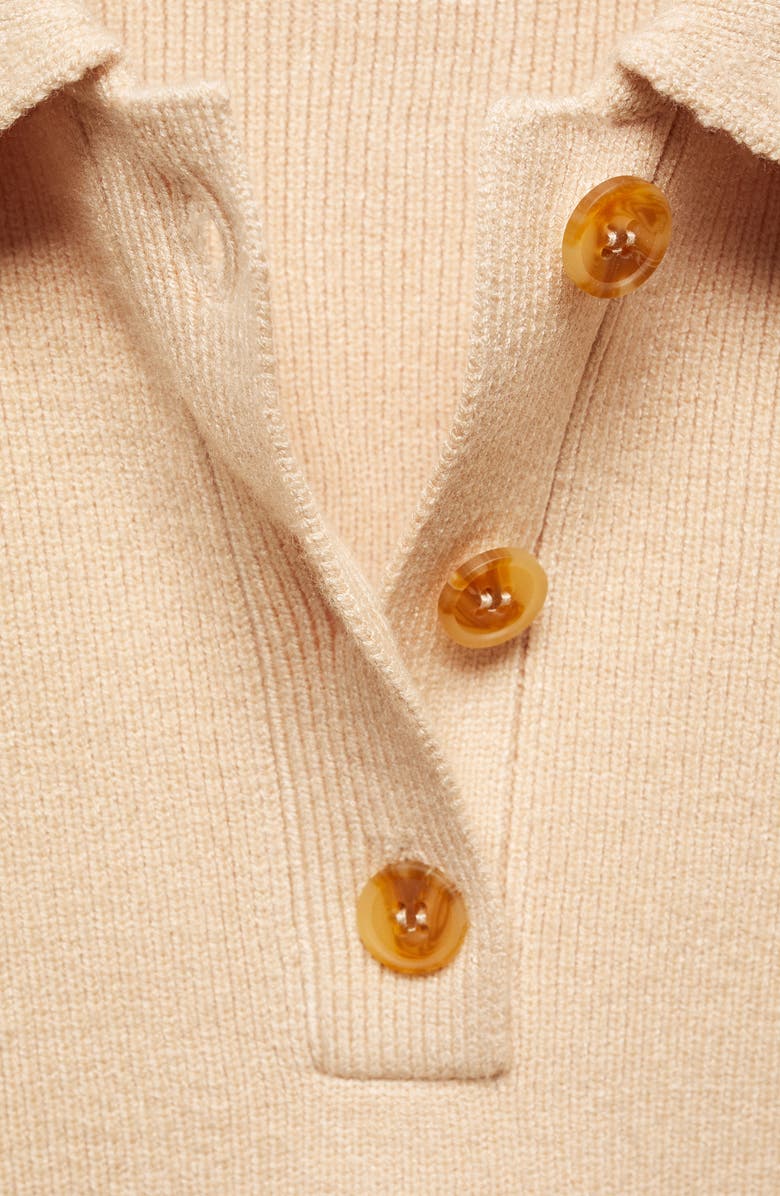MANGO Long Sleeve Rib Polo Sweater, Alternate, color, 