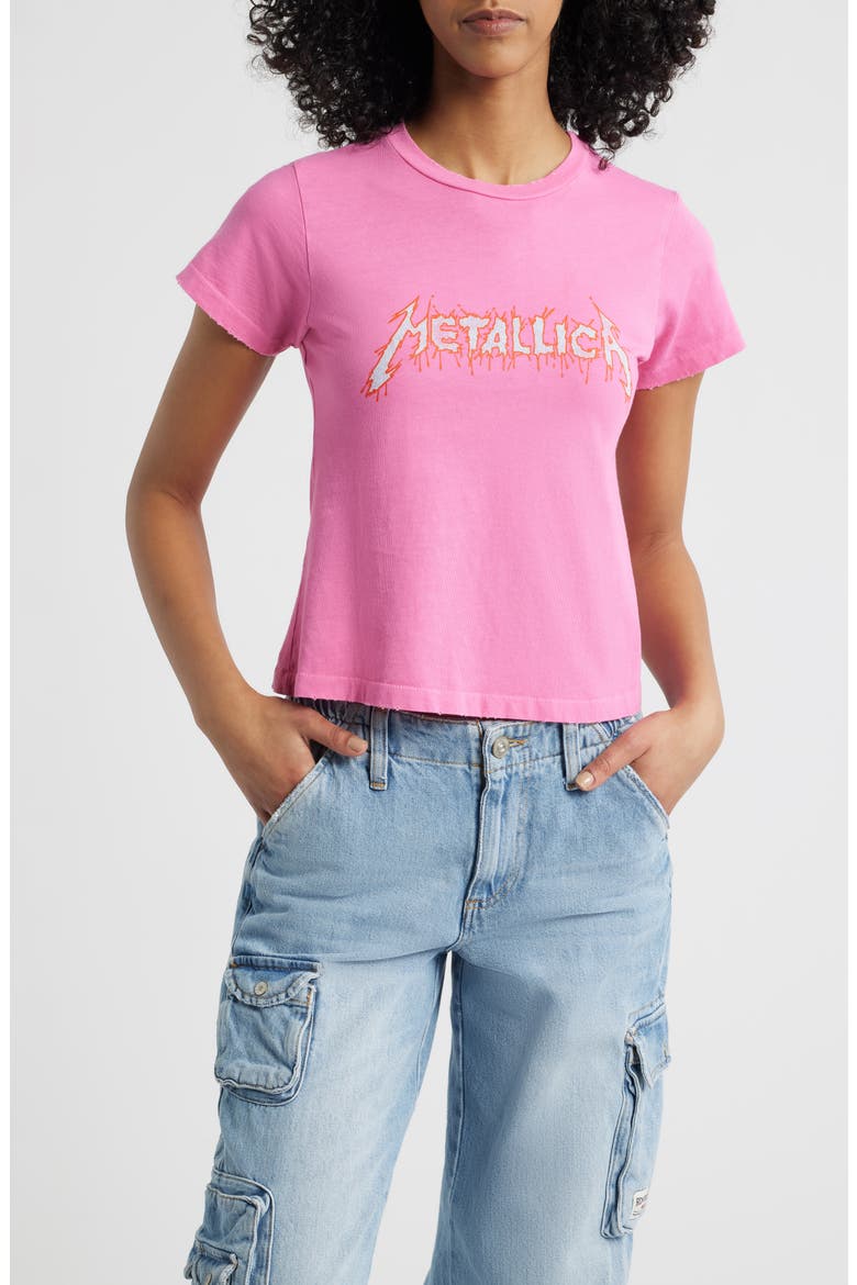 Metallica Flaming Sun Cotton Graphic T-Shirt ETALLICA FLAMING SUN VINTAGE, Main, color, CLASSIC PINK