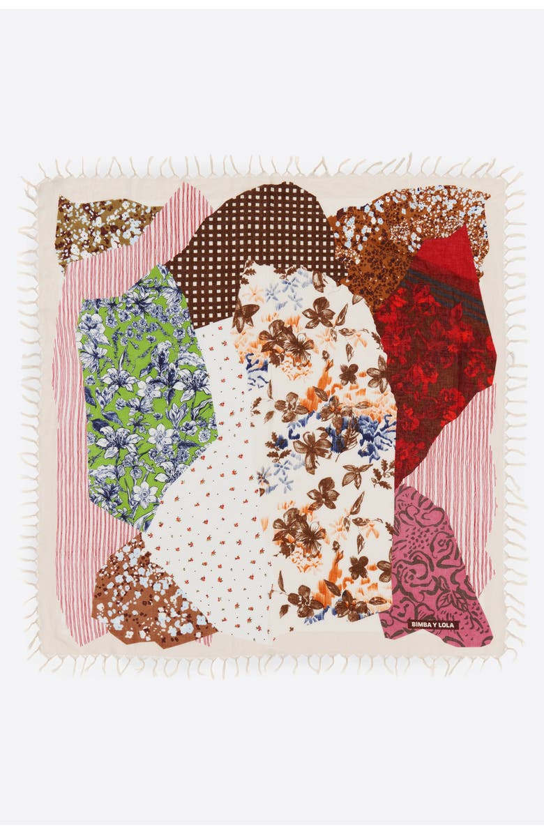 Bimba y Lola Collage Prints Shawl, Main, color, Brown
