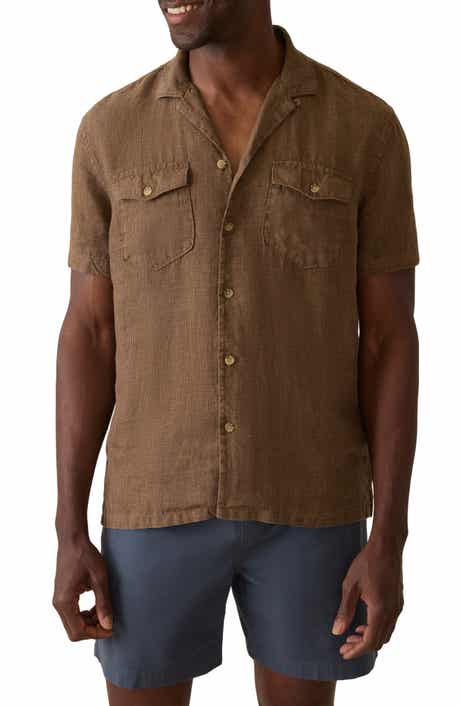 Faherty Reserve Basque Houndstooth Linen Camp Shirt