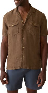 Faherty Reserve Basque Houndstooth Linen Camp Shirt