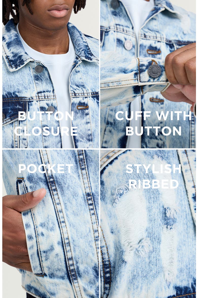 Slim Washed Denim Jacket, Alternate, color, ACID STONE