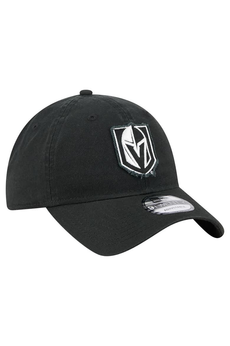 Men's New Era  Black Vegas Golden Knights Stamp Fabric Applique 9TWENTY Adjustable Hat, Alternate, color, Black