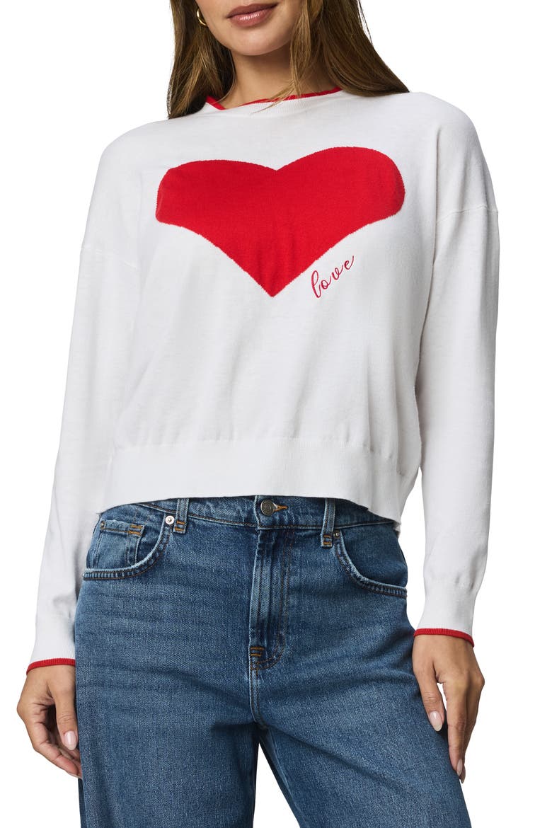 Leah Love Cotton Blend Sweater, Main, color, WHITE/ ROUGE