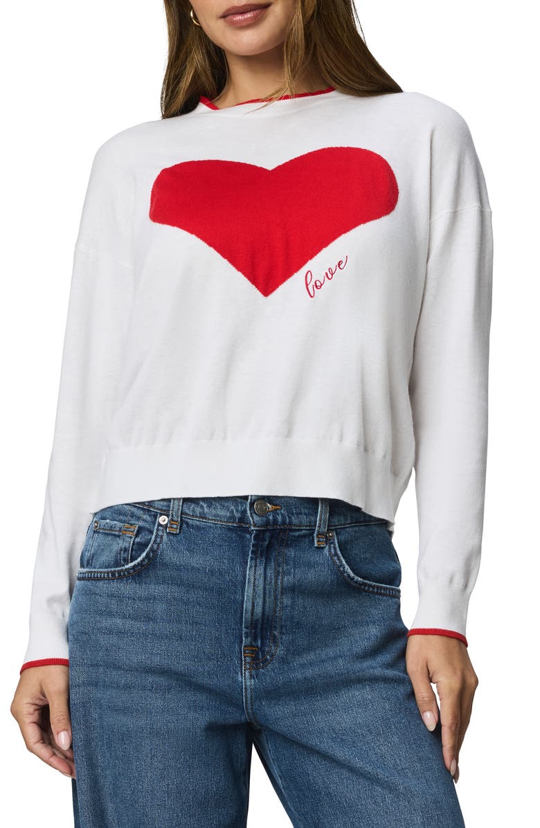 Splendid Leah Love Cotton Blend Sweater, Main, color, White/ Rouge
