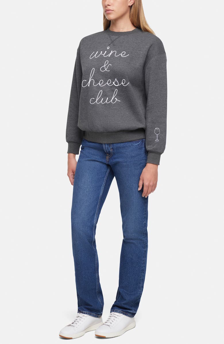 Wildfox Wine & Cheese Charlie Embroidered Sweatshirt, Alternate, color, Pirate Black